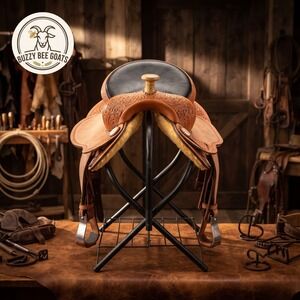 Vintage Tex Tan Hereford Leather Western Saddle 15" Seat Tooled Yoakum TX